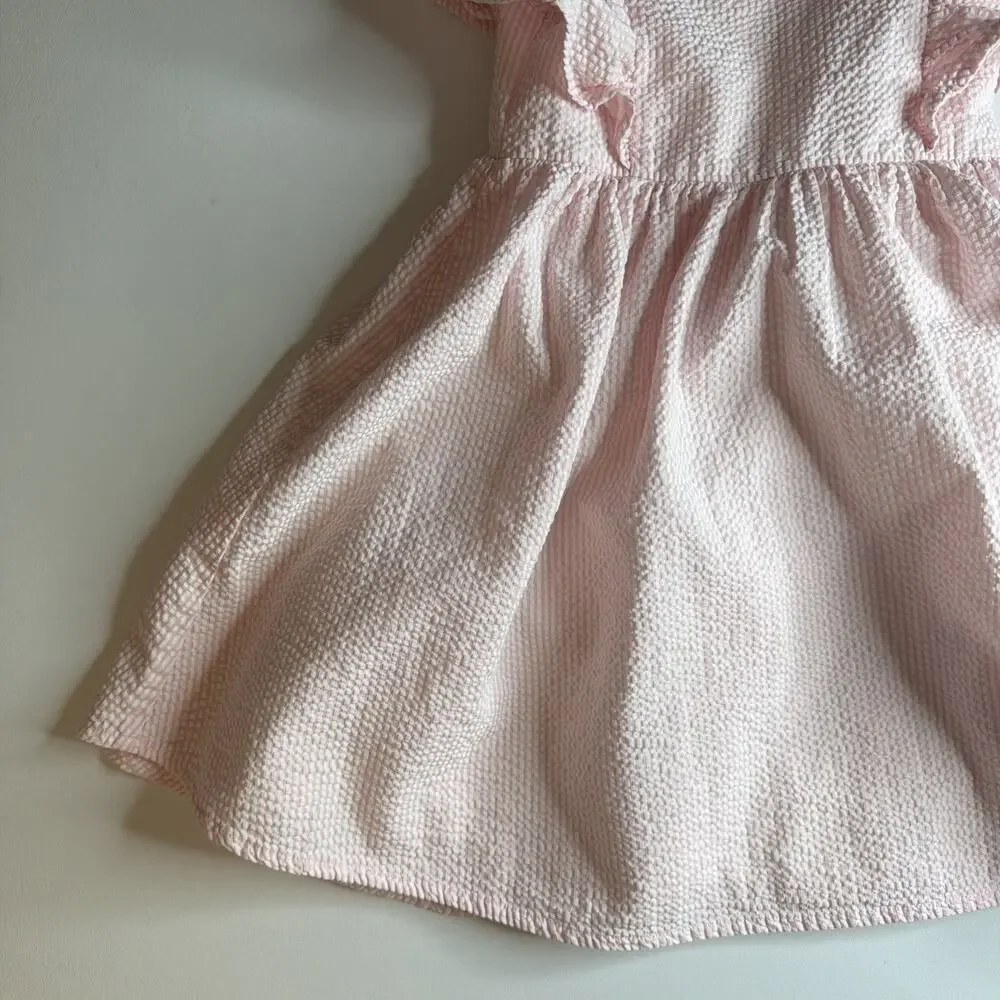 Monica & Andy Girl Toddler Pink White Seersucker Dress Size 6/7 Classic Cute